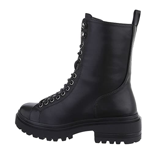 Ital Design Damenschuhe Stiefeletten Plateaustiefeletten, 483-, Kunstleder, Schwarz, Gr. 40 von Ital Design