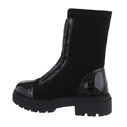 Ital Design Damenschuhe Stiefeletten Plateaustiefeletten, 6054-, Kunstleder, Schwarz, Gr. 38 von Ital Design