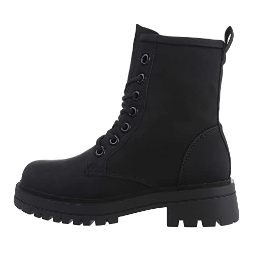 Ital Design Damenschuhe Stiefeletten Plateaustiefeletten, 7798-, Kunstleder, Schwarz, Gr. 39 von Ital Design