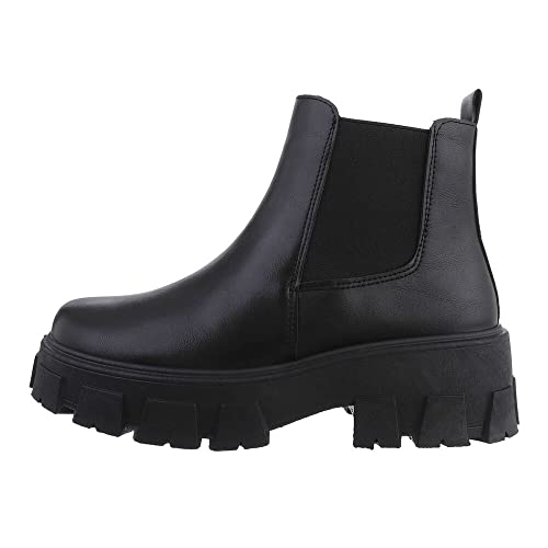 Ital Design Damenschuhe Stiefeletten Plateaustiefeletten, 7916-, Kunstleder, Schwarz, Gr. 37 von Ital Design