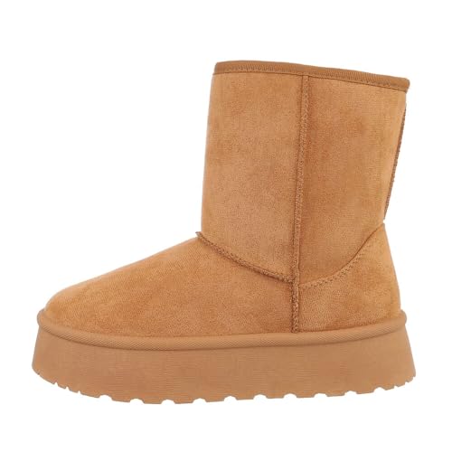 Ital Design Damenschuhe Stiefeletten Plateaustiefeletten, 8271-, Textil, Camel, Gr. 36 von Ital Design