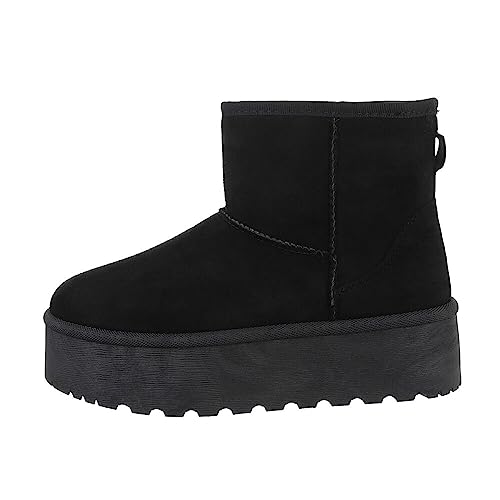 Ital Design Damenschuhe Stiefeletten Plateaustiefeletten, 88-61-, Textil, Schwarz, Gr. 39 von Ital Design