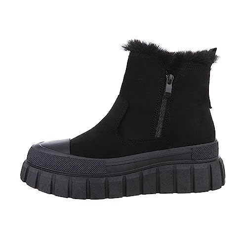 Ital Design Damenschuhe Stiefeletten Plateaustiefeletten, 88-67-, Textil, Schwarz, Gr. 37 von Ital Design