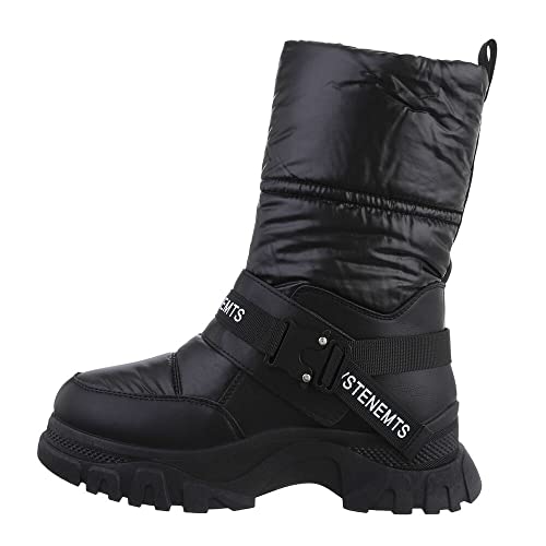 Ital Design Damenschuhe Stiefeletten Plateaustiefeletten, 9003-1-, Kunstleder, Schwarz, Gr. 39 von Ital Design