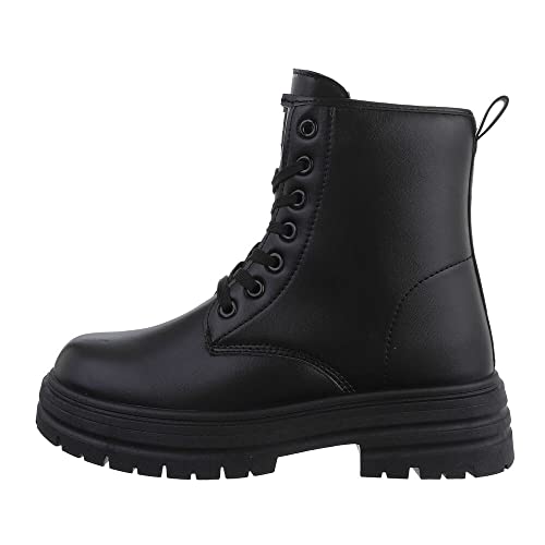 Ital Design Damenschuhe Stiefeletten Plateaustiefeletten, D2218-, Kunstleder, Schwarz, Gr. 37 von Ital Design