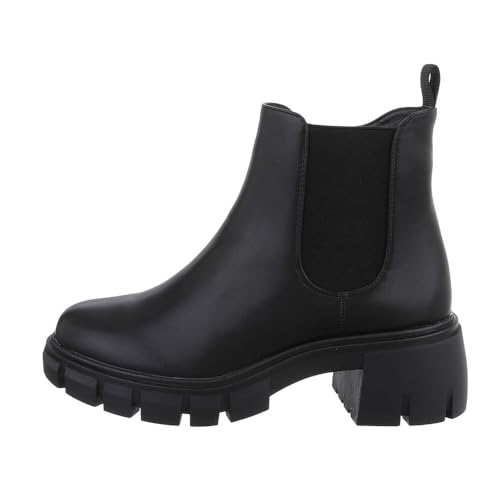 Ital Design Damenschuhe Stiefeletten Plateaustiefeletten, DE1036P-, Kunstleder, Schwarz, Gr. 38 von Ital Design