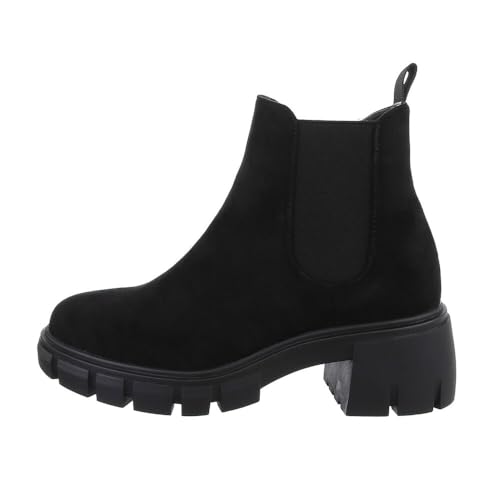 Ital Design Damenschuhe Stiefeletten Plateaustiefeletten, DE1036S-, Textil, Schwarz, Gr. 41 von Ital Design