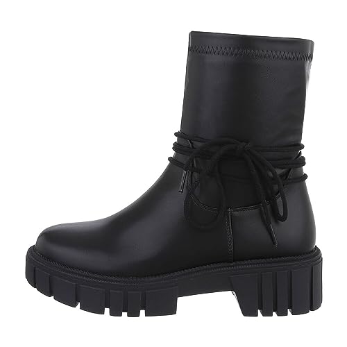 Ital Design Damenschuhe Stiefeletten Plateaustiefeletten, DE1127P-, Kunstleder, Schwarz, Gr. 37 von Ital Design