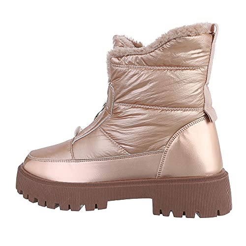 Ital Design Damenschuhe Stiefeletten Plateaustiefeletten, LT238-1-, Kunstleder, Gold, Gr. 36 von Ital Design