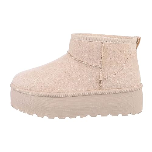 Ital Design Damenschuhe Stiefeletten Plateaustiefeletten, LX23-001-, Textil, Beige, Gr. 38 von Ital Design