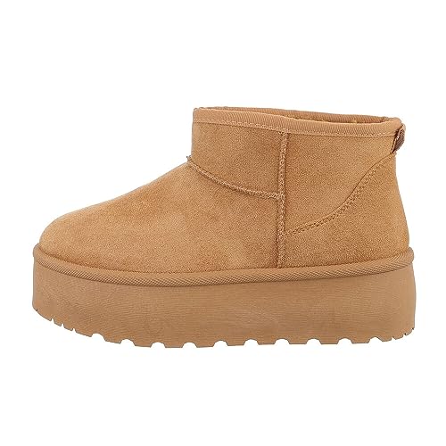 Ital Design Damenschuhe Stiefeletten Plateaustiefeletten, LX23-001-, Textil, Camel, Gr. 37 von Ital Design