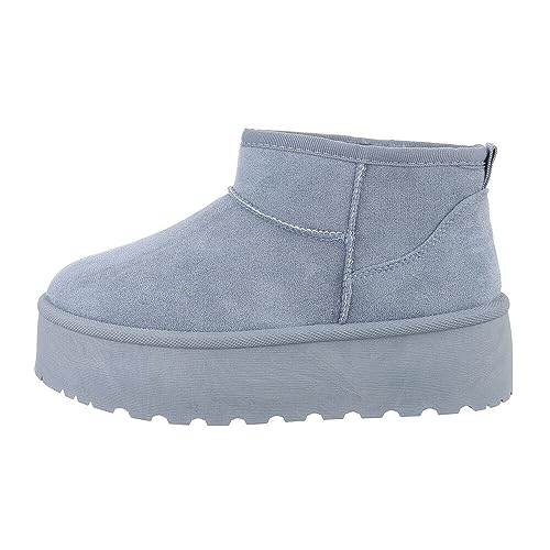 Ital Design Damenschuhe Stiefeletten Plateaustiefeletten, LX23-001-, Textil, Hellblau, Gr. 39 von Ital Design