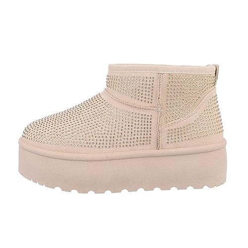 Ital Design Damenschuhe Stiefeletten Plateaustiefeletten, LX23-002-, Textil, Beige, Gr. 39 von Ital Design