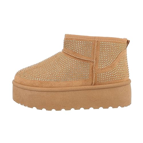 Ital Design Damenschuhe Stiefeletten Plateaustiefeletten, LX23-002-, Textil, Camel, Gr. 37 von Ital Design