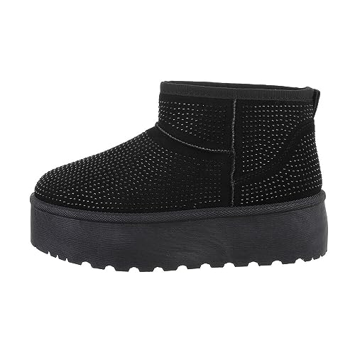 Ital Design Damenschuhe Stiefeletten Plateaustiefeletten, LX23-002-, Textil, Schwarz, Gr. 39 von Ital Design