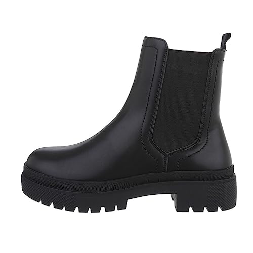 Ital Design Damenschuhe Stiefeletten Plateaustiefeletten, MR-20-, Kunstleder, Schwarz, Gr. 40 von Ital Design