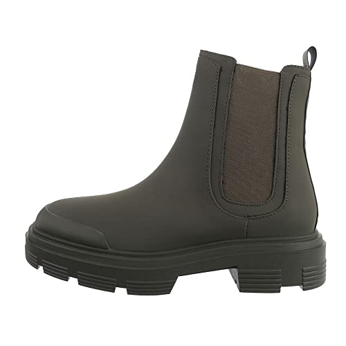 Ital Design Damenschuhe Stiefeletten Plateaustiefeletten, NN269-, Kunstleder, Olive, Gr. 38 von Ital Design