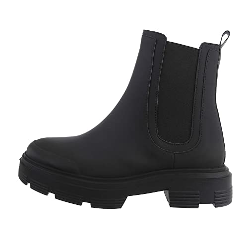 Ital Design Damenschuhe Stiefeletten Plateaustiefeletten, NN269-, Kunstleder, Schwarz, Gr. 39 von Ital Design