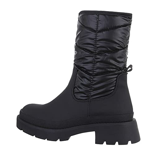 Ital Design Damenschuhe Stiefeletten Plateaustiefeletten, OM54103-1-, Kunstleder, Schwarz, Gr. 38 von Ital Design