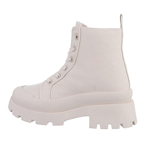 Ital Design Damenschuhe Stiefeletten Plateaustiefeletten, PC126-, Kunstleder, Beige, Gr. 37 von Ital Design