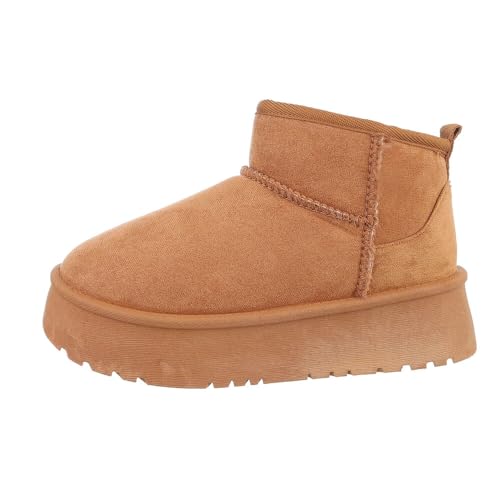 Ital Design Damenschuhe Stiefeletten Plateaustiefeletten, TA-236-, Textil, Camel, Gr. 38 von Ital Design