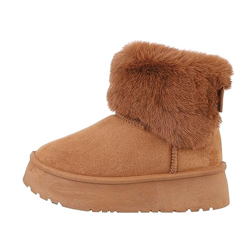 Ital Design Damenschuhe Stiefeletten Plateaustiefeletten, TA-250-, Textil, Camel, Gr. 37 von Ital Design