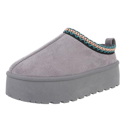 Ital Design Damenschuhe Stiefeletten Plateaustiefeletten, WL-008-, Textil, Grau, Gr. 39 von Ital Design