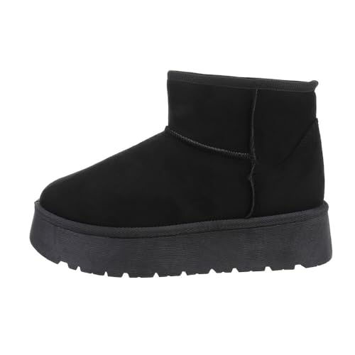 Ital Design Damenschuhe Stiefeletten Plateaustiefeletten, XJH-3-, Textil, Schwarz, Gr. 39 von Ital Design