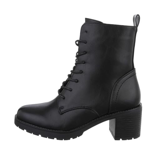 Ital Design Damenschuhe Stiefeletten Schnürstiefeletten, 5321-, Kunstleder, Schwarz, Gr. 37 von Ital Design