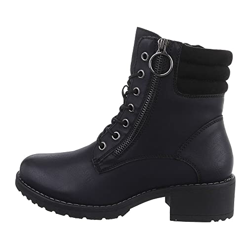 Ital Design Damenschuhe Stiefeletten Schnürstiefeletten, 5398-, Kunstleder, Schwarz, Gr. 39 von Ital Design