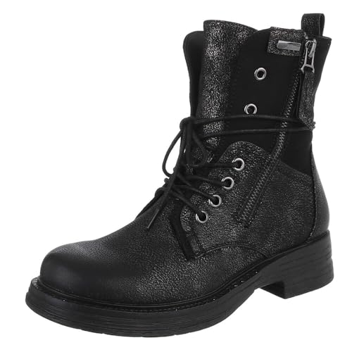 Ital Design Damenschuhe Stiefeletten Schnürstiefeletten, 6285-, Kunstleder, Schwarz, Gr. 39 von Ital Design