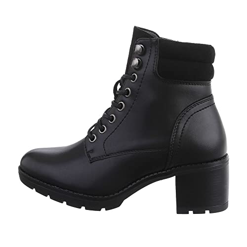 Ital Design Damenschuhe Stiefeletten Schnürstiefeletten, 7019-, Kunstleder, Schwarz, Gr. 40 von Ital Design