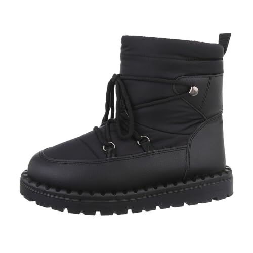 Ital Design Damenschuhe Stiefeletten Schnürstiefeletten, LW107-1-, Kunstleder, Schwarz, Gr. 38 von Ital Design