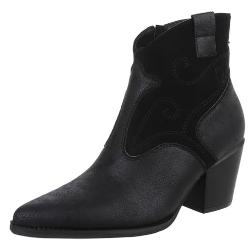 Ital Design Damenschuhe Stiefeletten Western- & Bikerboots, 378-, Textil, Schwarz, Gr. 38 von Ital Design