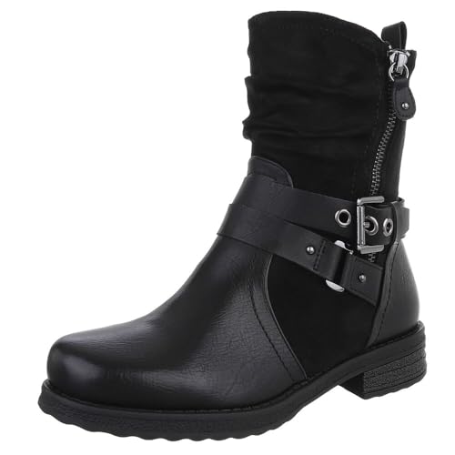 Ital Design Damenschuhe Stiefeletten Western- & Bikerboots, 6850-, Kunstleder, Schwarz, Gr. 41 von Ital Design