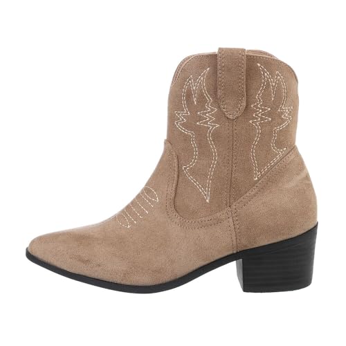 Ital Design Damenschuhe Stiefeletten Western- & Bikerboots, 9988-1-, Textil, Hellbraun, Gr. 40 von Ital Design