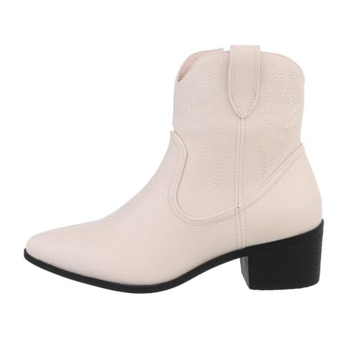 Ital Design Damenschuhe Stiefeletten Western- & Bikerboots, 9988-2-, Kunstleder, Beige, Gr. 38 von Ital Design