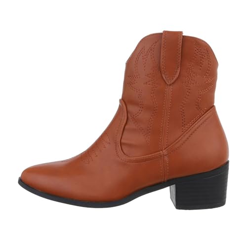 Ital Design Damenschuhe Stiefeletten Western- & Bikerboots, 9988-2-, Kunstleder, Camel, Gr. 37 von Ital Design