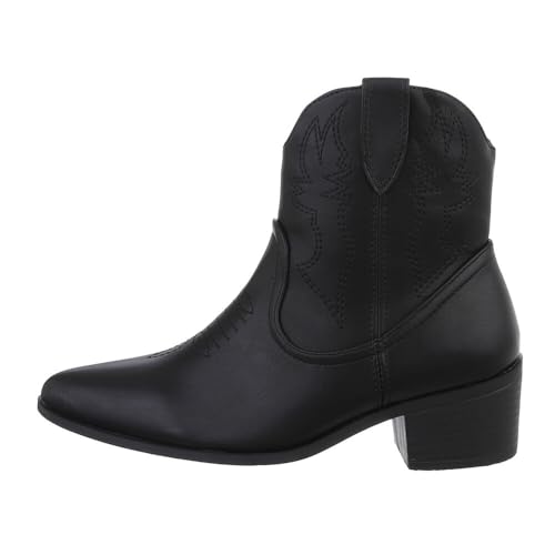 Ital Design Damenschuhe Stiefeletten Western- & Bikerboots, 9988-2-, Kunstleder, Schwarz, Gr. 37 von Ital Design