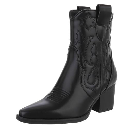 Ital Design Damenschuhe Stiefeletten Western- & Bikerboots, DE326P-, Kunstleder, Schwarz, Gr. 41 von Ital Design