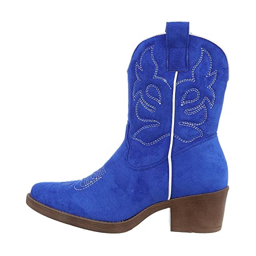 Ital Design Damenschuhe Stiefeletten Western- & Bikerboots, DES952S-, Textil, Blau, Gr. 38 von Ital Design