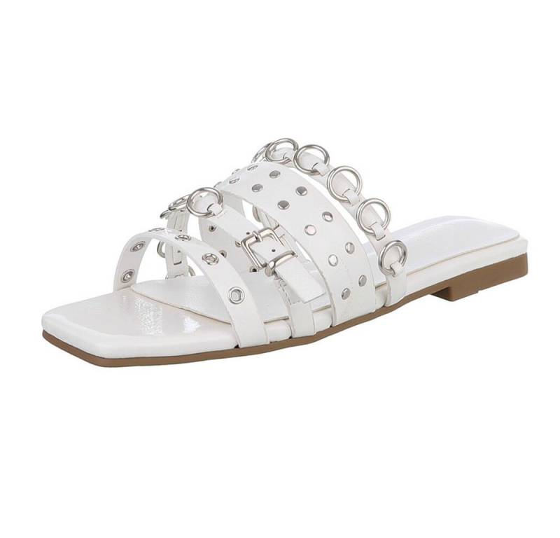 Ital-Design Designer-Sandalen mit Ringen und Nieten für Damen Pantolette (89542829) Blockabsatz Pantoletten in Weiß von Ital-Design