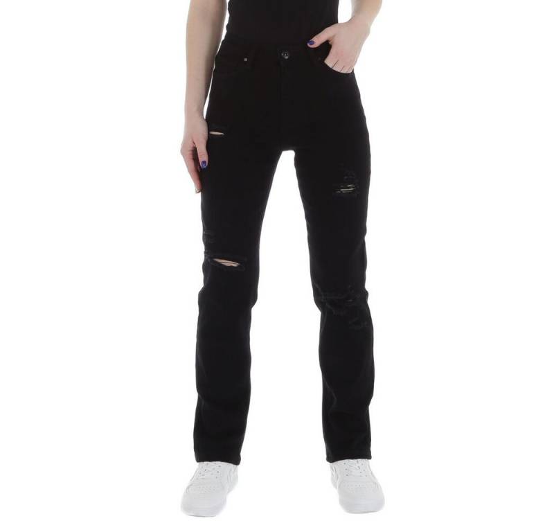 Ital-Design Destroyed-Jeans Damen Freizeit (85989830) Destroyed-Look Stretch High Waist Jeans in Schwarz von Ital-Design