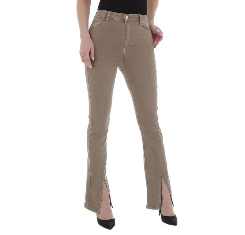 Ital-Design Destroyed-Jeans Damen Freizeit Stretch Bootcut Jeans in Beige von Ital-Design