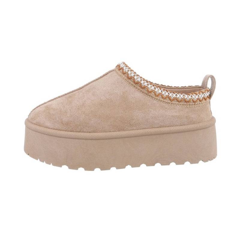 Ital-Design Die bequemen Plateau-Slipper Hausschuh (85244440) Flach Stiefeletten in Hellbraun von Ital-Design