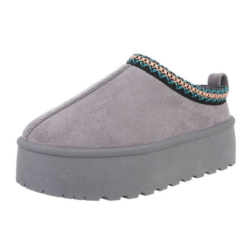 Ital-Design Die bequemen Plateau-Slipper Hausschuh (87740175) Flach Stiefeletten in Grau von Ital-Design