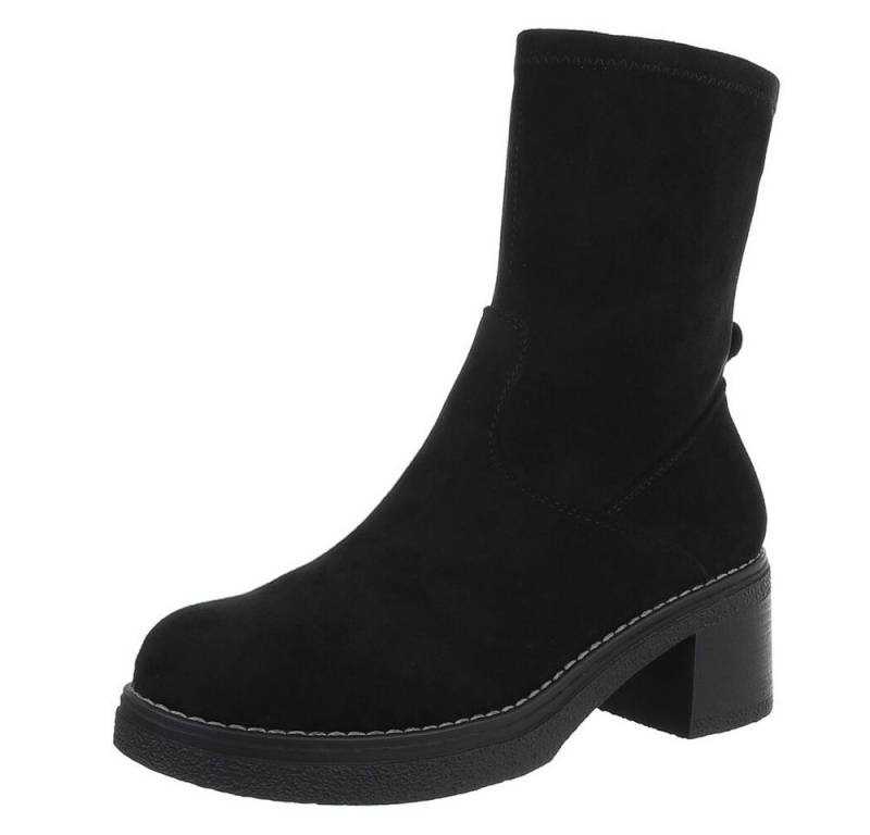 Ital-Design Elegante Ankle Boots mit Blockabsatz für Damen Plateaustiefelette (90598758) Blockabsatz Stiefeletten in Schwarz von Ital-Design