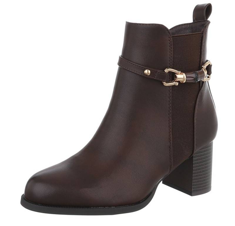 Ital-Design Elegante Ankle Boots mit Blockabsatz und dekorativem Verschluss Stiefelette (90109905) Blockabsatz Stiefeletten in Braun von Ital-Design