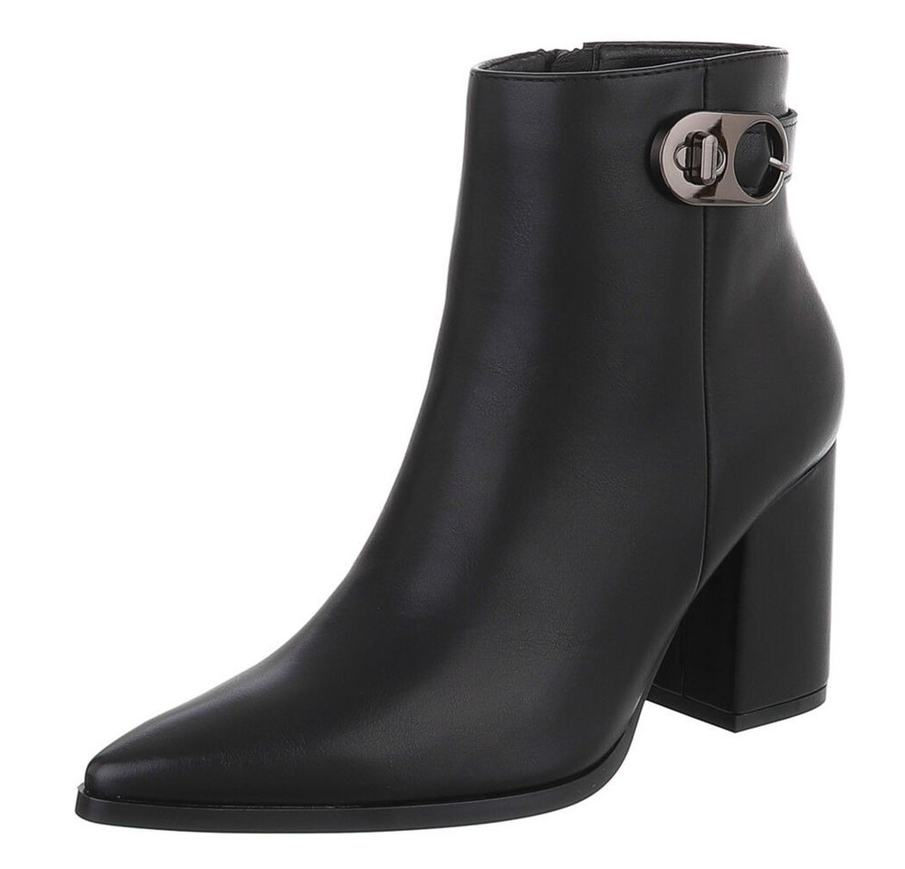 Ital-Design Elegante Ankle Boots mit Blockabsatz und seitlicher Schnalle High-Heel-Stiefelette (90927485) Blockabsatz Stiefeletten in Schwarz von Ital-Design