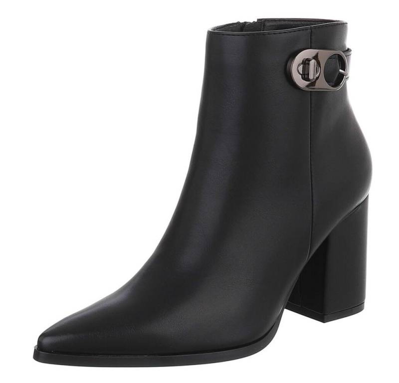 Ital-Design Elegante Ankle Boots mit Blockabsatz und seitlicher Schnalle High-Heel-Stiefelette (90927485) Blockabsatz Stiefeletten in Schwarz von Ital-Design